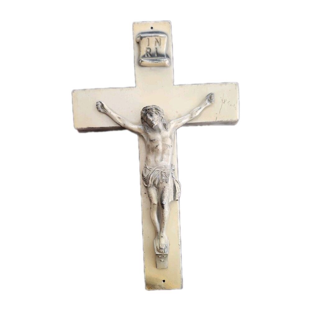 Vintage Metal Crucifix Jesus On The Cross Catholic Heavy 10in × 6in